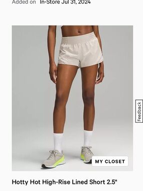 lululemon athletica Hotty Hot High-Rise Lined Short — Cream
